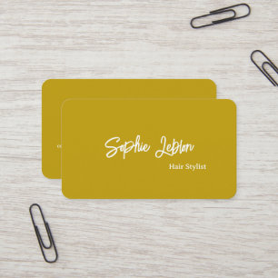 Carte De Visite Moderne Calligraphie couleur moutarde Coiffure Sty
