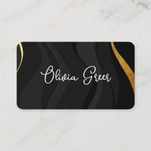 Carte De Visite Moderne Chic Black Gold Rétro Waves