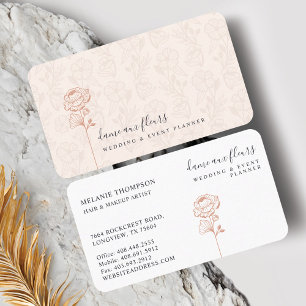 Carte De Visite Moderne Chic Floral Rose Botanique Blush Rose