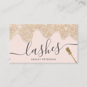 Carte De Visite Moderne chic gouttes d'or jaune brosse rose