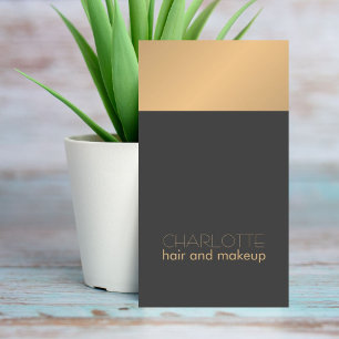 Carte De Visite Moderne Chic Gris Cuivre Coiffure et Maquillage
