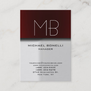 Carte de visite moderne chic gris gris rouge