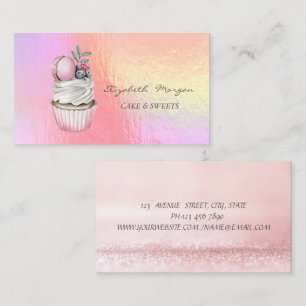 Carte De Visite Moderne Chic Macaron Holographique Aquarelle