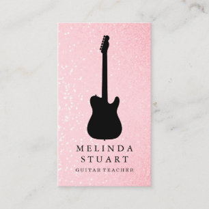 Carte De Visite Moderne Chic Minimaliste Professeur de Guitare Mus