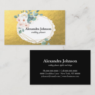 Carte De Visite Moderne Chic Noir et Or Foil Luxe Entreprise Ca