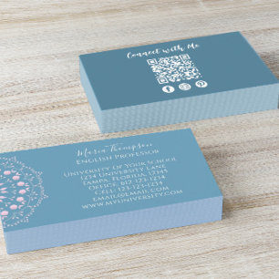 Carte De Visite Moderne Chic professionnel QR Code Social Media Bl