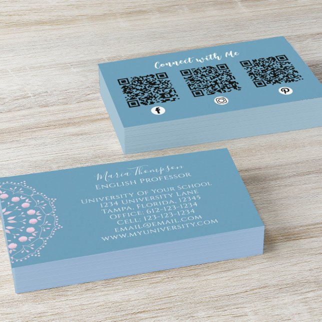 Carte De Visite Moderne Chic professionnel QR Code Social Media Bl (Créateur téléchargé)