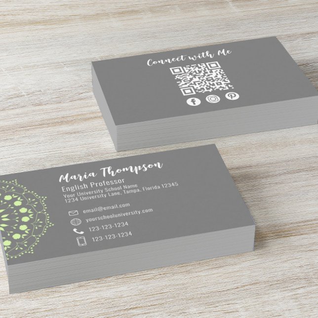 Carte De Visite Moderne Chic professionnel QR Code Social Media Gr (Créateur téléchargé)
