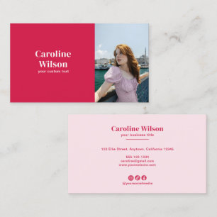 Carte De Visite Moderne Chic Red Professional Photo Girl