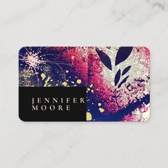 Carte De Visite Moderne Chic Rose élégant Or Bourgogne Abstrait (Devant)