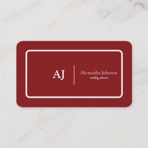 Carte De Visite Moderne Chic Rouge Monogramme Élégant Tendance