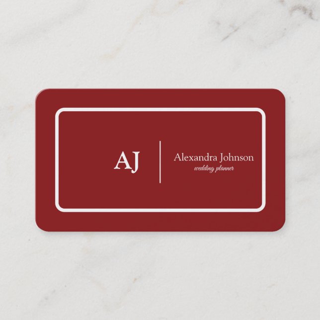 Carte De Visite Moderne Chic Rouge Monogramme Élégant Tendance (Devant)