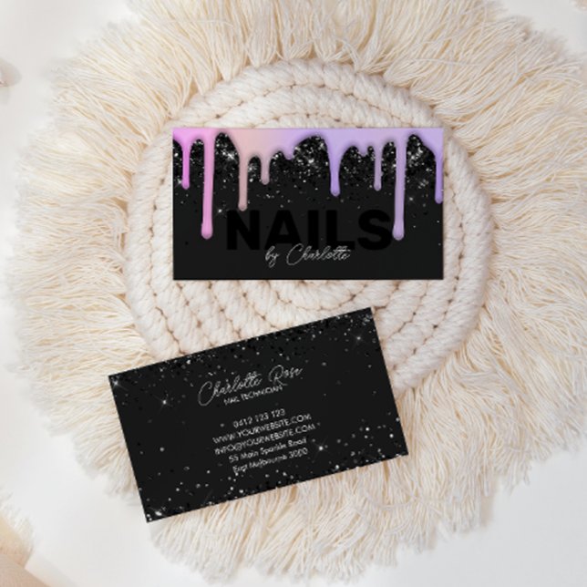 Carte De Visite Moderne Chic Tendance Rose Purple Drives Nail Busi (Créateur téléchargé)