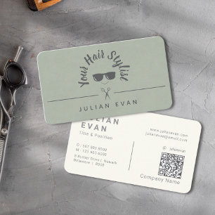 Carte De Visite Moderne Chic tendance Sage Green Icon Hair Stylist