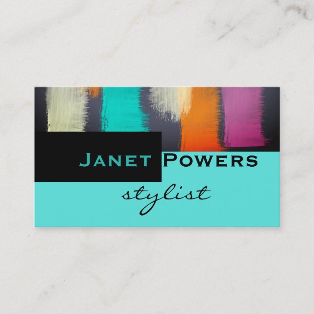 Carte De Visite moderne chic turquoise design de peinture abstrait (Devant)