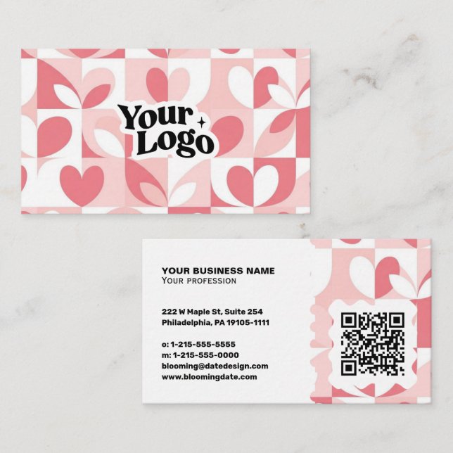 Carte de visite moderne – Code QR & logo (Devant / Derrière)