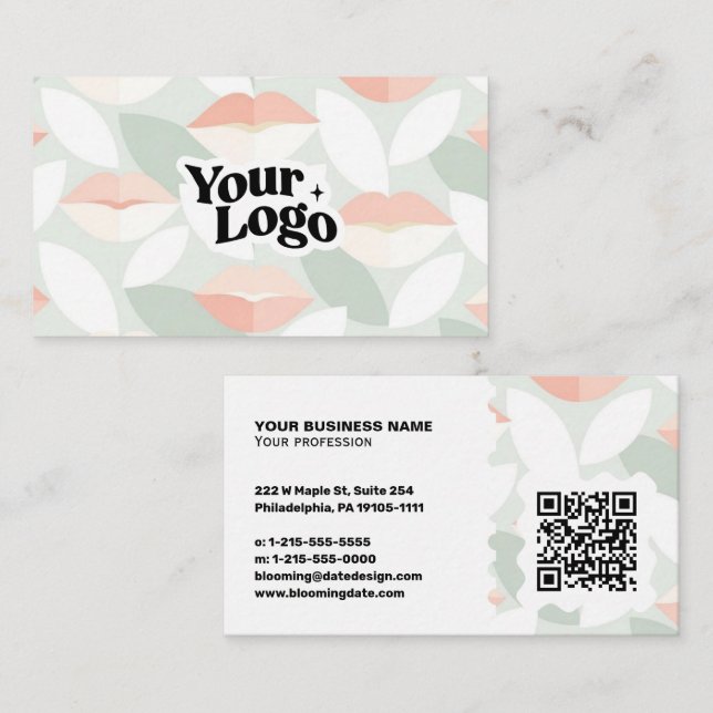 Carte de visite moderne – Code QR & logo (Devant / Derrière)