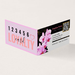 Carte De Visite Moderne, code QR personnalisé, orchidée, marbre