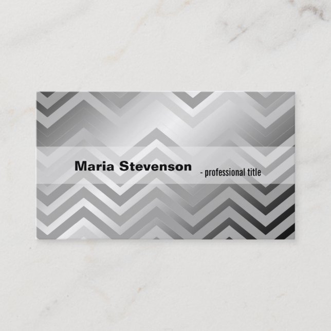 Carte De Visite Moderne, cool, élégant professionnel chevron argen (Devant)