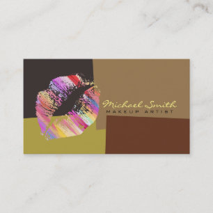 Carte De Visite Moderne couleur rétro Stylo Lips maquillage Artist