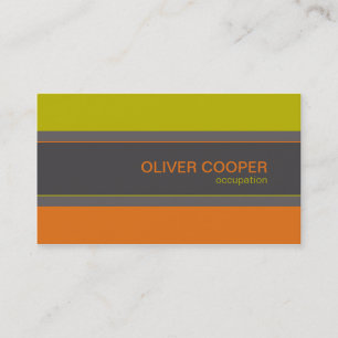 Carte de visite moderne couleurs rétro orange vert