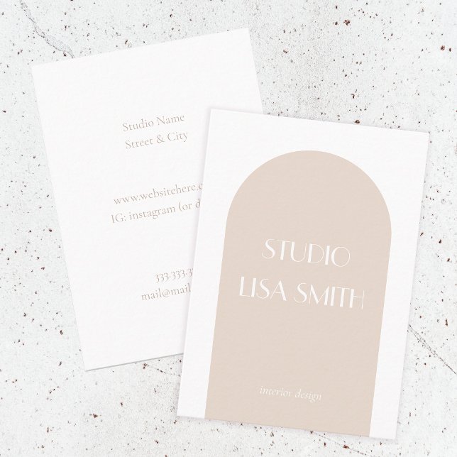 Carte De Visite Moderne crème géométrique design intérieur (Créateur téléchargé)