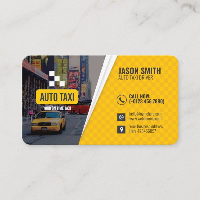 Carte de visite moderne de chauffeur de taxi (Devant)