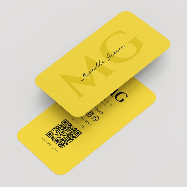Carte De Visite Moderne de construction professionnelle Monogramme (Modern Professional Construction Monogram Yellow Business Card
)