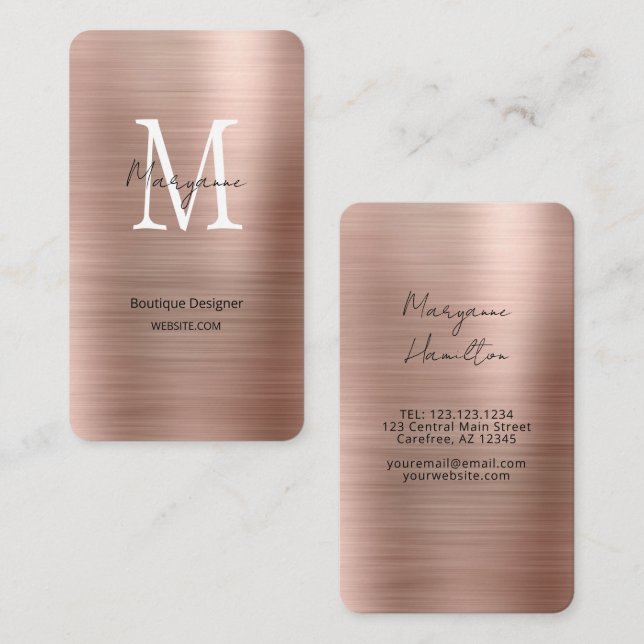 Carte de visite moderne de la boutique Rose Gold (Devant / Derrière)