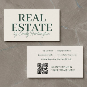 Carte de visite moderne de l'agent immobilier QR C