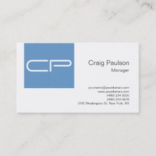 Carte de visite moderne de monographies en bleu bl