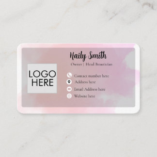 Carte de visite moderne dégradé rose pastel et mau