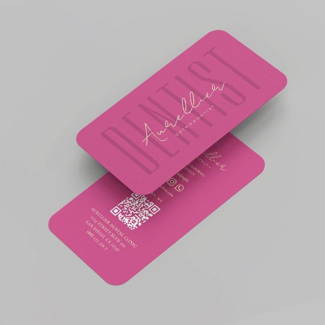 Carte De Visite Moderne Dentiste Monogramme Dentaire Luxe Rose Or (Modern Dentist Monogram Dental Luxury Pink Gold Business Card
)