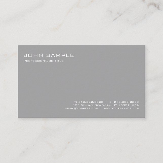 Carte De Visite Moderne Design Gris Professionnel Simple Simple (Devant)