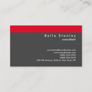 Carte De Visite Moderne Design Gris Rouge Consultant Manager