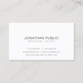 Carte De Visite Moderne Design Italique Professionnel Blanc Simple