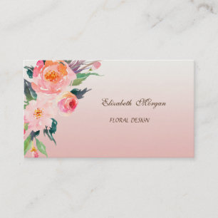 Carte De Visite Moderne, Design Professionnel - Fleurs Aquarelles
