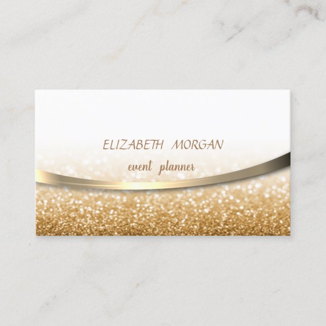 Carte De Visite Moderne Design professionnel Gold Glittery, Bokeh (Devant)