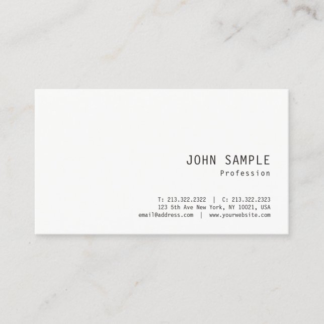 Carte De Visite Moderne Design simple Professionnel Modèle élégant (Devant)