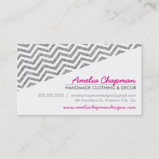 Carte De Visite MODERNE diagonale chevron faux argent parties scin