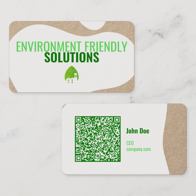 Carte de visite moderne écologique avec code QR (Devant / Derrière)