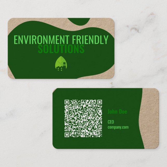 Carte de visite moderne écologique avec code QR (Devant / Derrière)