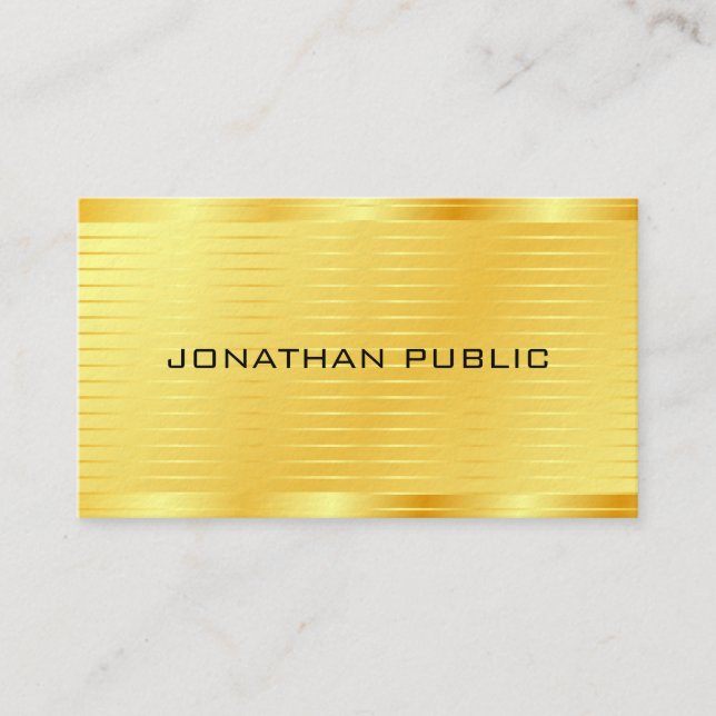 Carte De Visite Moderne Élégant Aspect Or Premium Épais (Devant)