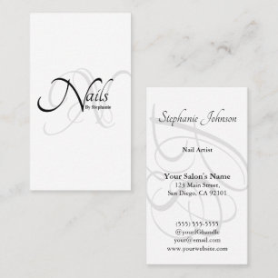 Carte De Visite Moderne Elégant B&W Monogramme Typographie Clou Ar