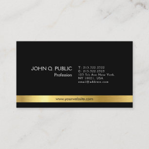 Carte De Visite Moderne Elegant Black Gold Clean Plain