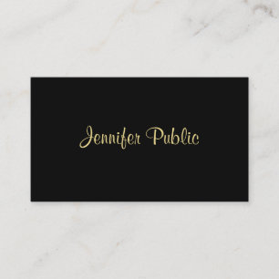 Carte De Visite Moderne Elegant Black Gold Plain Professional