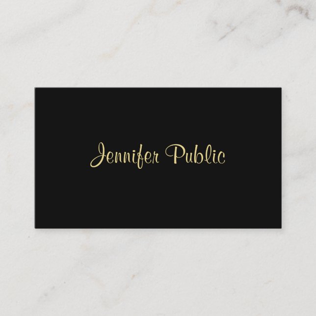 Carte De Visite Moderne Elegant Black Gold Plain Professional (Devant)