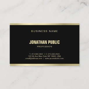 Carte De Visite Moderne Elegant Black Gold Professional Plain Luxe