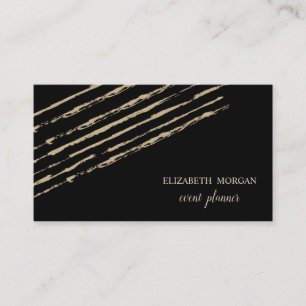 Carte De Visite Moderne Élégant Chic, Bandes Pailletées, Noir