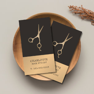 Carte De Visite Moderne Élégant Chic Faux Cuivre Gris Coiffeur